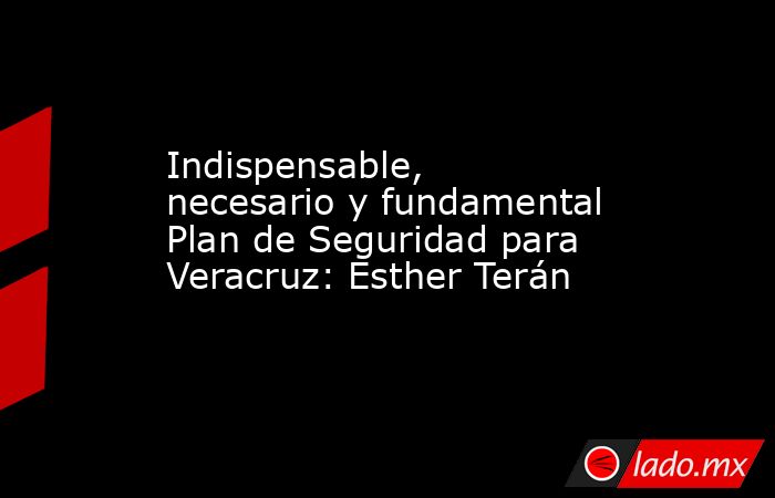 Indispensable, necesario y fundamental Plan de Seguridad para Veracruz: Esther Terán. Noticias en tiempo real