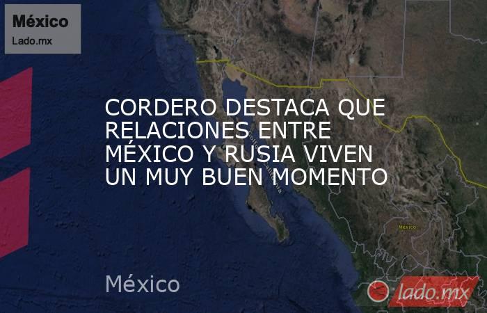 CORDERO DESTACA QUE RELACIONES ENTRE MÉXICO Y RUSIA VIVEN UN MUY BUEN MOMENTO. Noticias en tiempo real