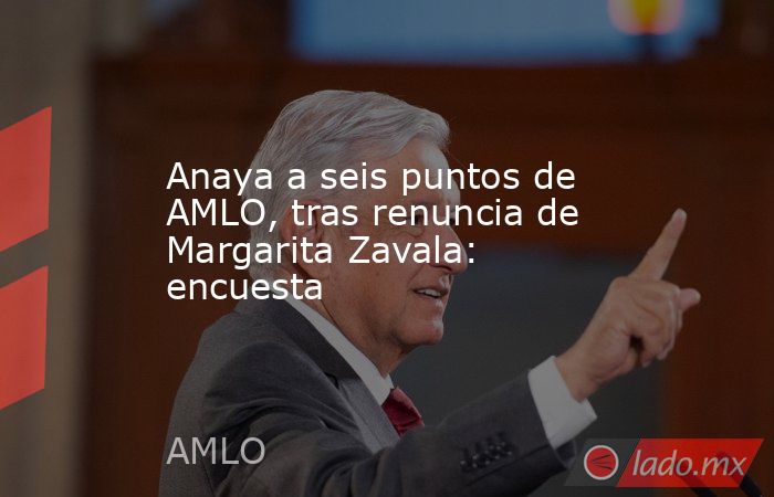 Anaya a seis puntos de AMLO, tras renuncia de Margarita Zavala: encuesta. Noticias en tiempo real