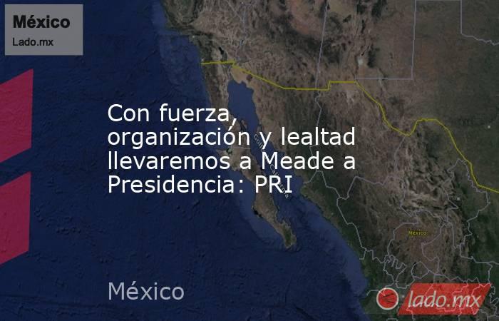 Con fuerza, organización y lealtad llevaremos a Meade a Presidencia: PRI. Noticias en tiempo real
