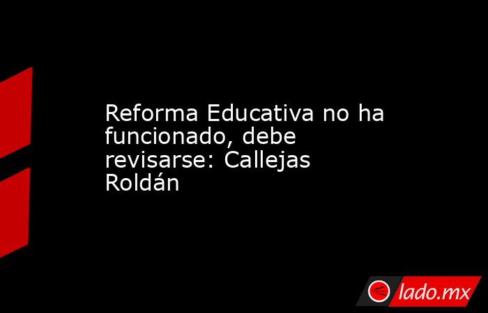 Reforma Educativa no ha funcionado, debe revisarse: Callejas Roldán. Noticias en tiempo real