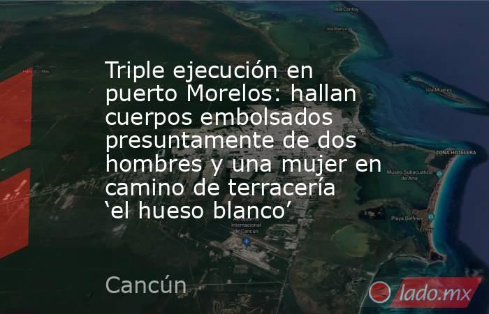 Triple ejecución en puerto Morelos: hallan cuerpos embolsados presuntamente de dos hombres y una mujer en camino de terracería ‘el hueso blanco’. Noticias en tiempo real