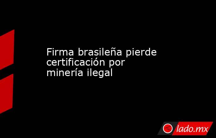 Firma brasileña pierde certificación por minería ilegal. Noticias en tiempo real