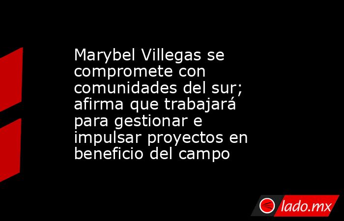 Marybel Villegas se compromete con comunidades del sur; afirma que trabajará para gestionar e impulsar proyectos en beneficio del campo. Noticias en tiempo real