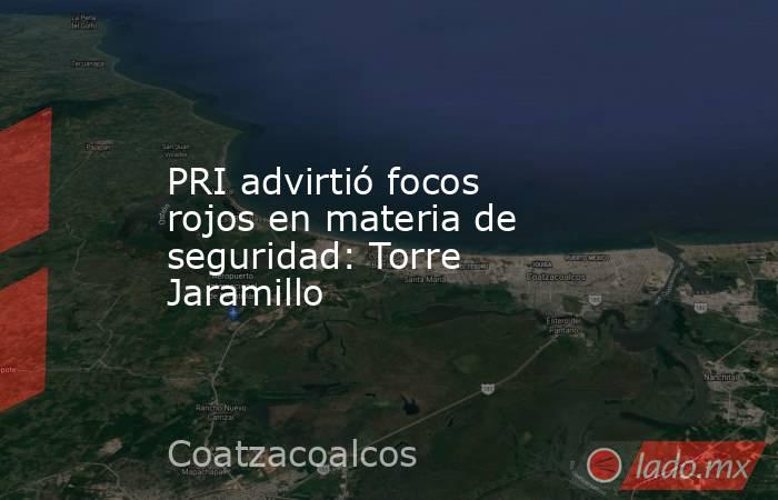 PRI advirtió focos rojos en materia de seguridad: Torre Jaramillo. Noticias en tiempo real