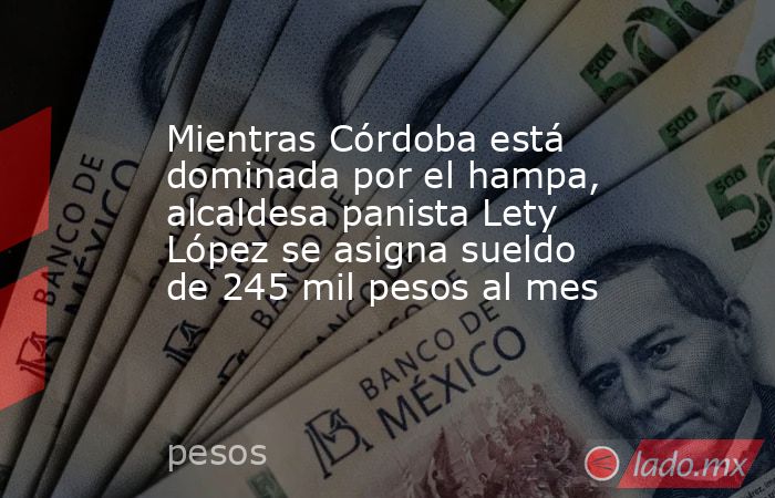Mientras Córdoba está dominada por el hampa, alcaldesa panista Lety López se asigna sueldo de 245 mil pesos al mes. Noticias en tiempo real