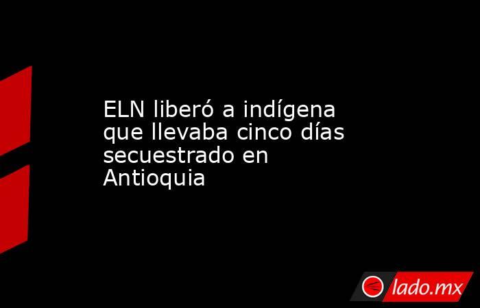 ELN liberó a indígena que llevaba cinco días secuestrado en Antioquia. Noticias en tiempo real