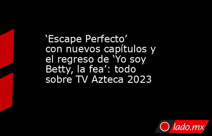 ‘Escape Perfecto’ con nuevos capítulos y el regreso de ‘Yo soy Betty, la fea’: todo sobre TV Azteca 2023. Noticias en tiempo real