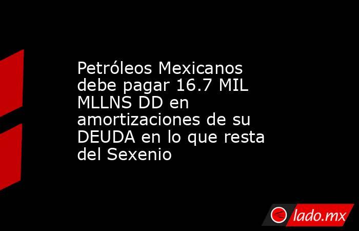 Petróleos Mexicanos debe pagar 16.7 MIL MLLNS DD en amortizaciones de su DEUDA en lo que resta del Sexenio. Noticias en tiempo real