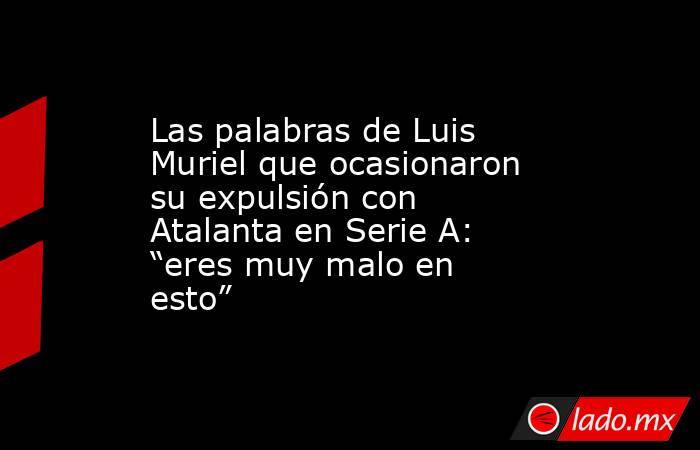 Las palabras de Luis Muriel que ocasionaron su expulsión con Atalanta en Serie A: “eres muy malo en esto”. Noticias en tiempo real