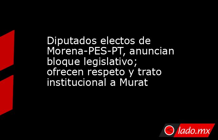 Diputados electos de Morena-PES-PT, anuncian bloque legislativo; ofrecen respeto y trato institucional a Murat. Noticias en tiempo real