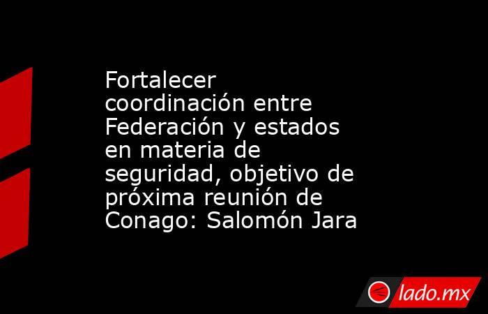 Fortalecer coordinación entre Federación y estados en materia de seguridad, objetivo de próxima reunión de Conago: Salomón Jara. Noticias en tiempo real