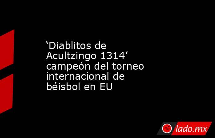 ‘Diablitos de Acultzingo 1314’ campeón del torneo internacional de béisbol en EU. Noticias en tiempo real