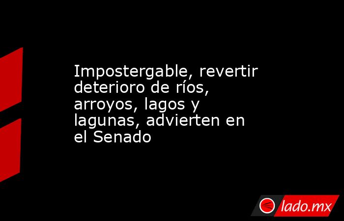 Impostergable, revertir deterioro de ríos, arroyos, lagos y lagunas, advierten en el Senado. Noticias en tiempo real