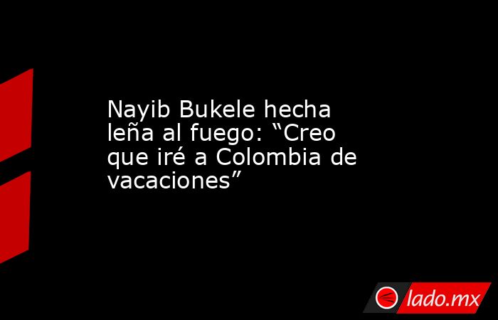 Nayib Bukele hecha leña al fuego: “Creo que iré a Colombia de vacaciones”. Noticias en tiempo real