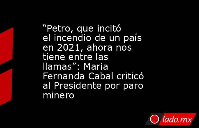 “Petro, que incitó el incendio de un país en 2021, ahora nos tiene entre las llamas”: Maria Fernanda Cabal criticó al Presidente por paro minero . Noticias en tiempo real