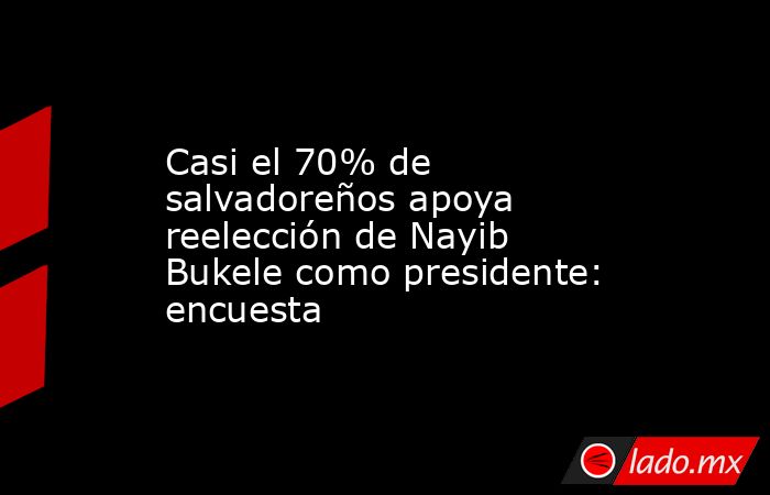 Casi el 70% de salvadoreños apoya reelección de Nayib Bukele como presidente: encuesta. Noticias en tiempo real