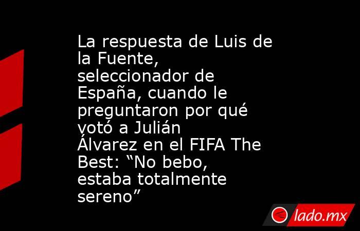 La respuesta de Luis de la Fuente, seleccionador de España, cuando le preguntaron por qué votó a Julián Álvarez en el FIFA The Best: “No bebo, estaba totalmente sereno”. Noticias en tiempo real
