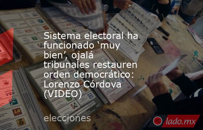 Sistema electoral ha funcionado ‘muy bien’, ojalá tribunales restauren orden democrático: Lorenzo Córdova (VIDEO). Noticias en tiempo real