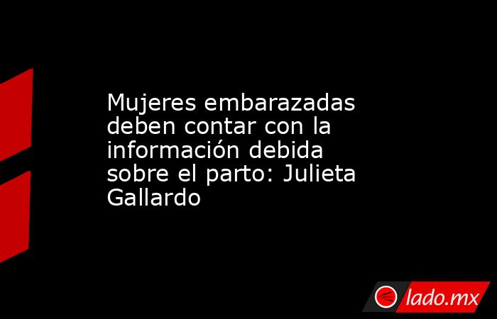 Mujeres embarazadas deben contar con la información debida sobre el parto: Julieta Gallardo. Noticias en tiempo real