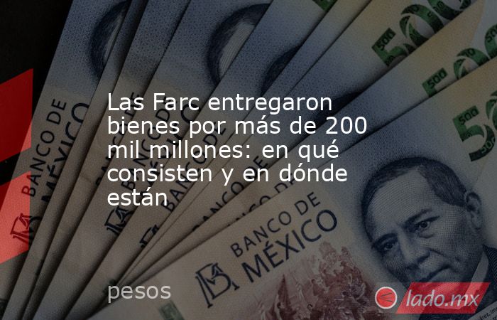 Las Farc entregaron bienes por más de 200 mil millones: en qué consisten y en dónde están. Noticias en tiempo real