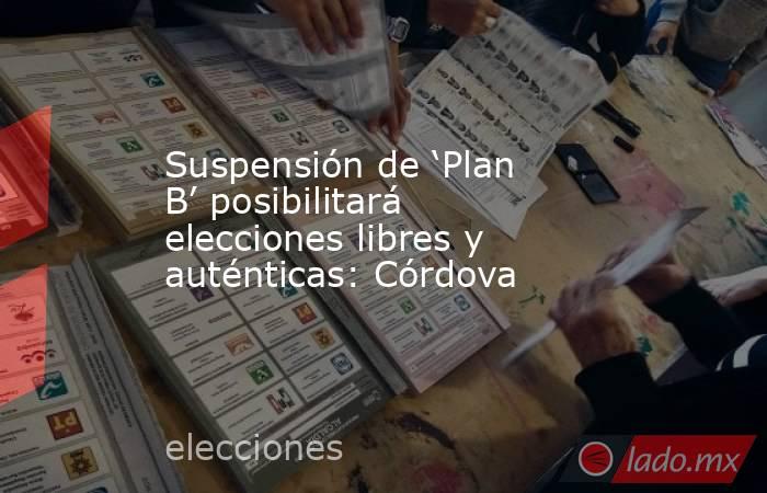 Suspensión de ‘Plan B’ posibilitará elecciones libres y auténticas: Córdova. Noticias en tiempo real