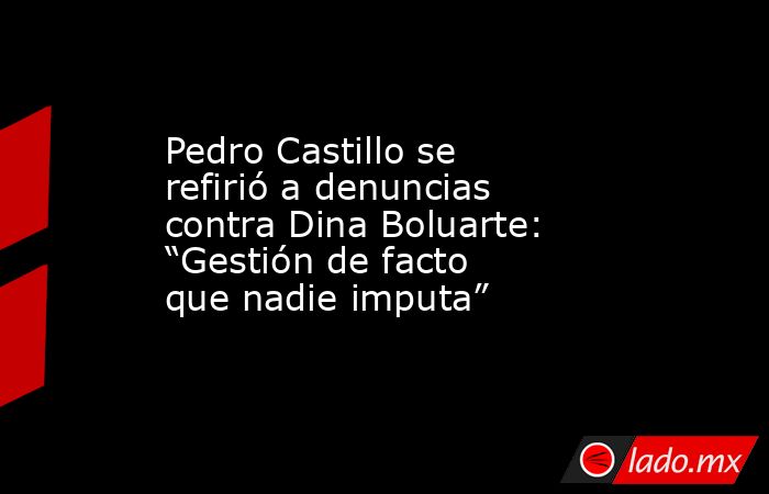 Pedro Castillo se refirió a denuncias contra Dina Boluarte: “Gestión de facto que nadie imputa”. Noticias en tiempo real