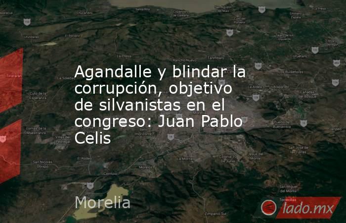 Agandalle y blindar la corrupción, objetivo de silvanistas en el congreso: Juan Pablo Celis. Noticias en tiempo real
