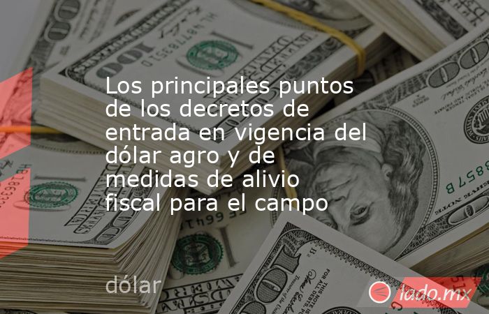 Los principales puntos de los decretos de entrada en vigencia del dólar agro y de medidas de alivio fiscal para el campo. Noticias en tiempo real