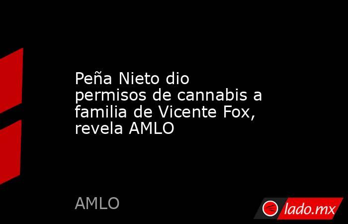 Peña Nieto dio permisos de cannabis a familia de Vicente Fox, revela AMLO. Noticias en tiempo real