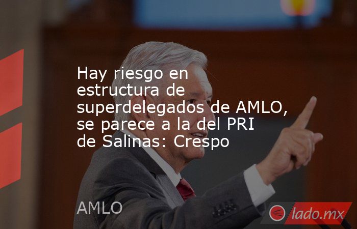 Hay riesgo en estructura de superdelegados de AMLO, se parece a la del PRI de Salinas: Crespo. Noticias en tiempo real