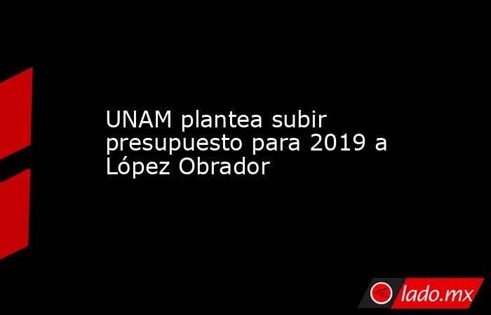 UNAM plantea subir presupuesto para 2019 a López Obrador. Noticias en tiempo real
