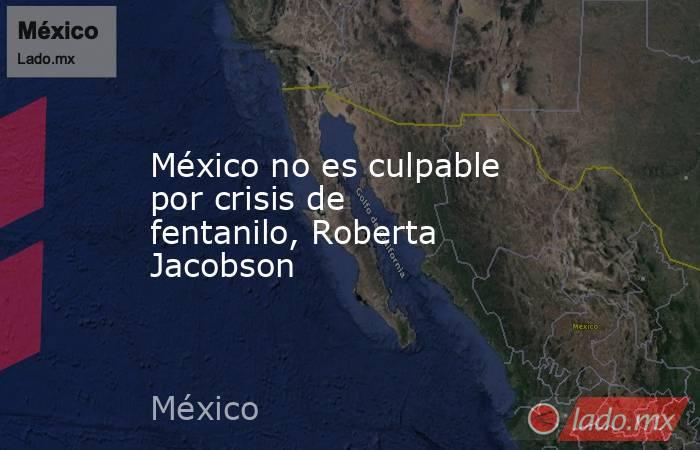 México no es culpable por crisis de fentanilo, Roberta Jacobson. Noticias en tiempo real