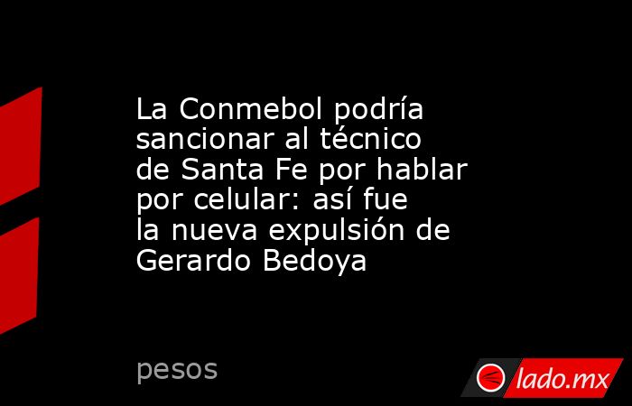 La Conmebol podría sancionar al técnico de Santa Fe por hablar por celular: así fue la nueva expulsión de Gerardo Bedoya. Noticias en tiempo real