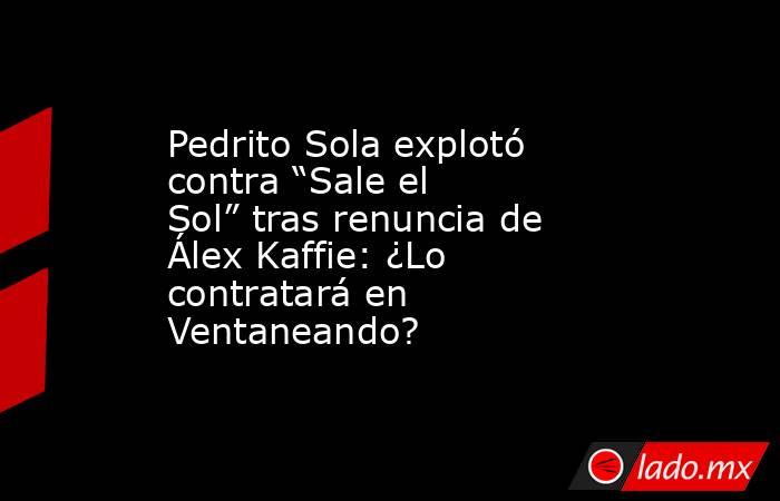 Pedrito Sola explotó contra “Sale el Sol” tras renuncia de Álex Kaffie: ¿Lo contratará en Ventaneando?  . Noticias en tiempo real