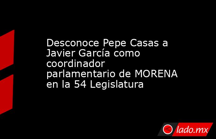 Desconoce Pepe Casas a Javier García como coordinador parlamentario de MORENA en la 54 Legislatura. Noticias en tiempo real