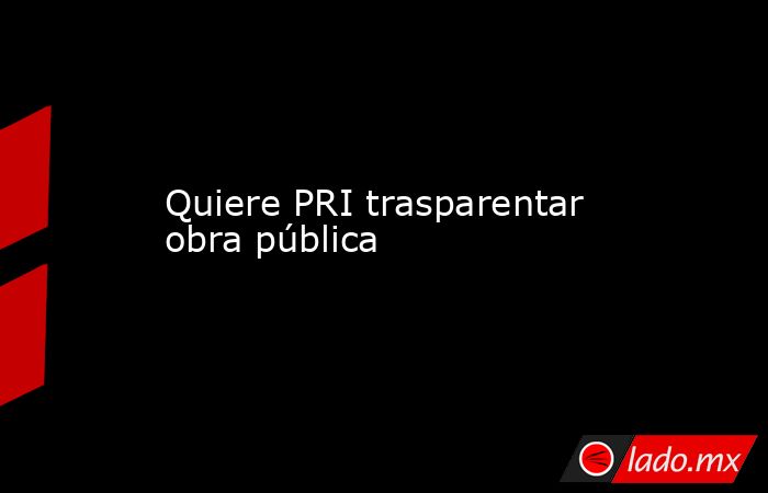 Quiere PRI trasparentar obra pública. Noticias en tiempo real