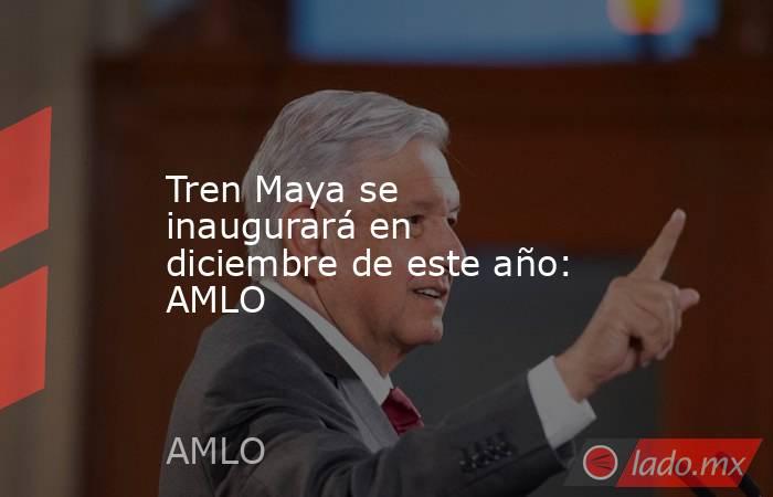 Tren Maya se inaugurará en diciembre de este año: AMLO. Noticias en tiempo real