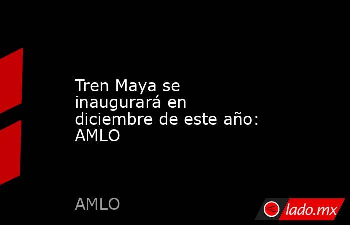 Tren Maya se inaugurará en diciembre de este año: AMLO. Noticias en tiempo real