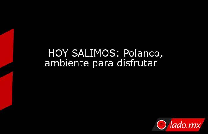  HOY SALIMOS: Polanco, ambiente para disfrutar. Noticias en tiempo real