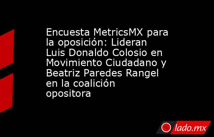 Encuesta MetricsMX para la oposición: Lideran Luis Donaldo Colosio en Movimiento Ciudadano y Beatriz Paredes Rangel en la coalición opositora. Noticias en tiempo real