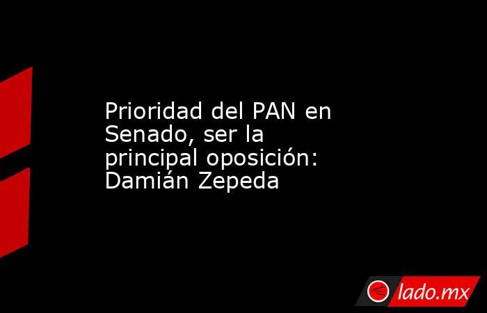 Prioridad del PAN en Senado, ser la principal oposición: Damián Zepeda. Noticias en tiempo real