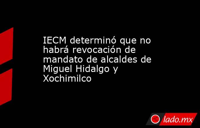 IECM determinó que no habrá revocación de mandato de alcaldes de Miguel Hidalgo y Xochimilco. Noticias en tiempo real
