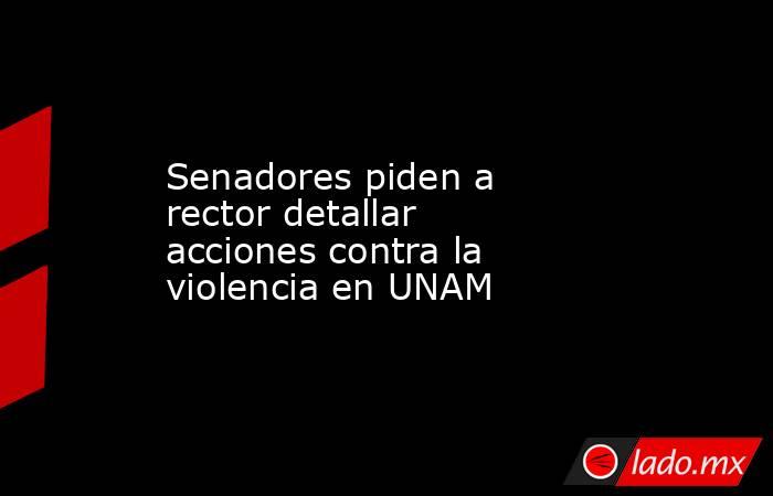 Senadores piden a rector detallar acciones contra la violencia en UNAM. Noticias en tiempo real