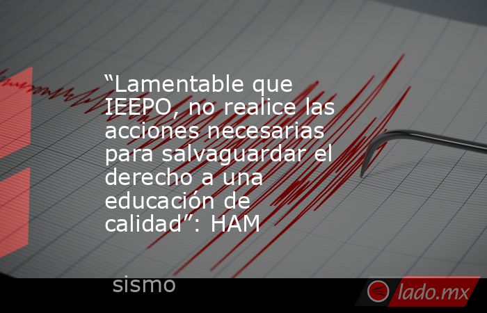 “Lamentable que IEEPO, no realice las acciones necesarias para salvaguardar el derecho a una educación de calidad”: HAM. Noticias en tiempo real