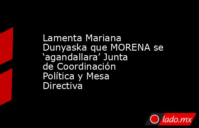 Lamenta Mariana Dunyaska que MORENA se ‘agandallara’ Junta de Coordinación Política y Mesa Directiva. Noticias en tiempo real