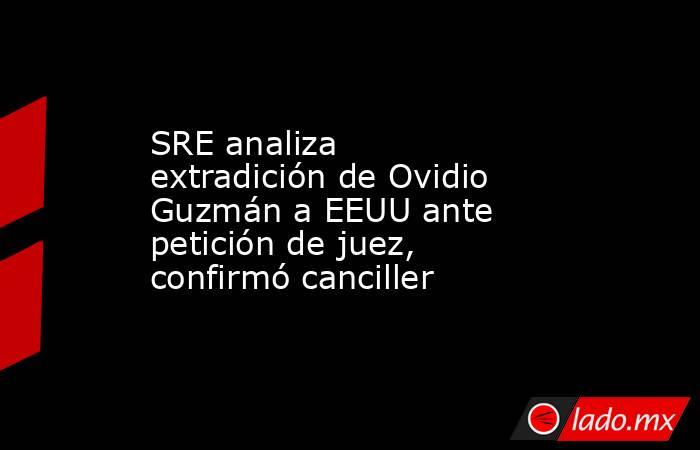 SRE analiza extradición de Ovidio Guzmán a EEUU ante petición de juez, confirmó canciller. Noticias en tiempo real