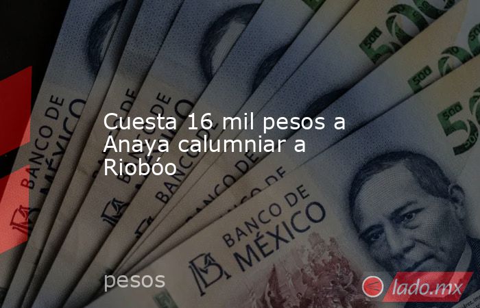 Cuesta 16 mil pesos a Anaya calumniar a Riobóo. Noticias en tiempo real