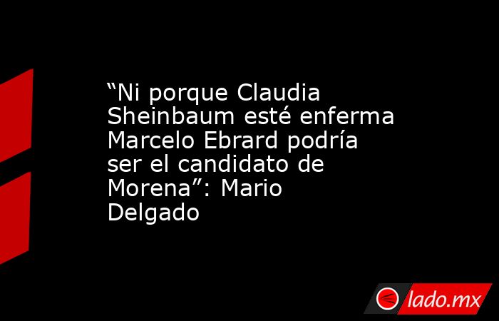 “Ni porque Claudia Sheinbaum esté enferma Marcelo Ebrard podría ser el candidato de Morena”: Mario Delgado. Noticias en tiempo real