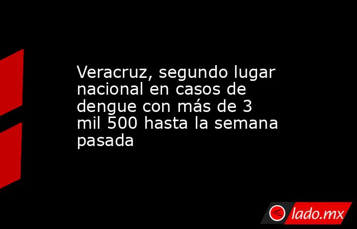 Veracruz, segundo lugar nacional en casos de dengue con más de 3 mil 500 hasta la semana pasada. Noticias en tiempo real